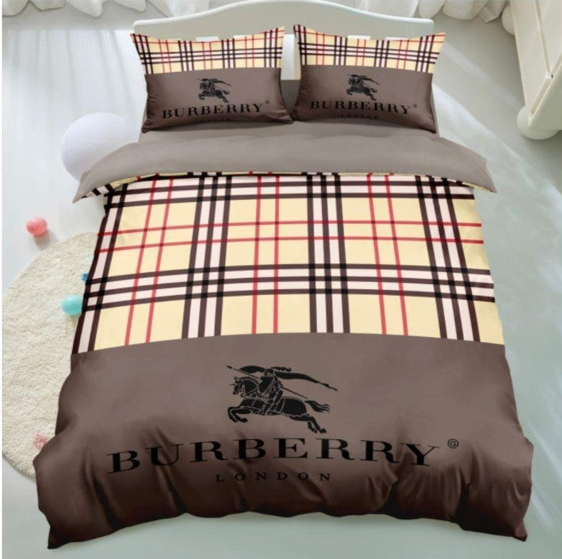 Burberry London Premium King Size Bedsheet Set (3 Pcs)