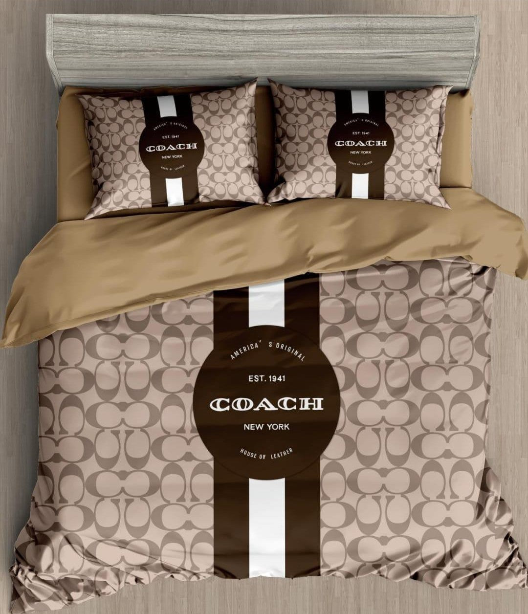 Coach New York Premium King Size Bedsheet Set (3 Pcs)