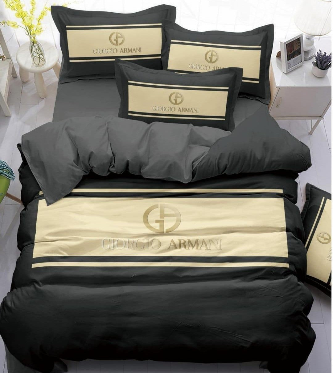 Giorgio Armani Premium King Size Bedsheet Set (3 Pcs)