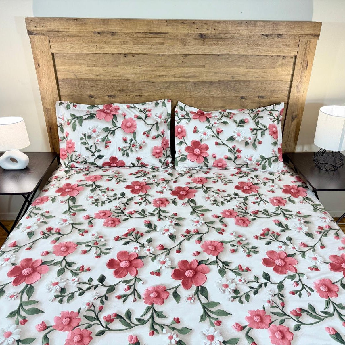 7D Super King Digital Panel Print Bedsheet Set (110×110 in)