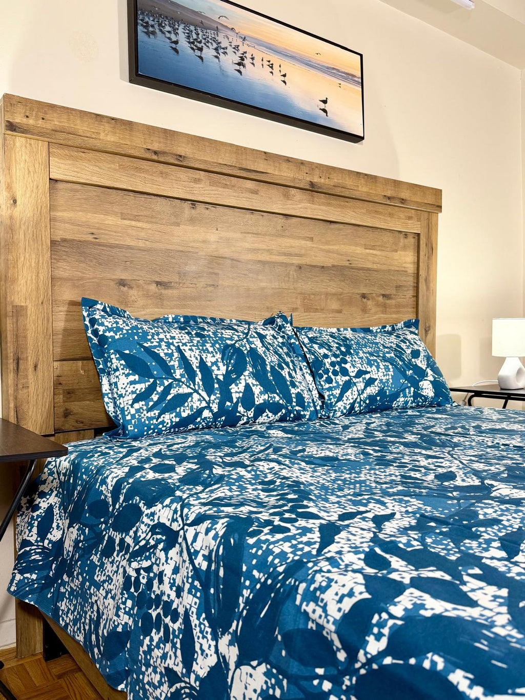 Azure Bloom – Blue Floral Bedsheet 3 PC. Set