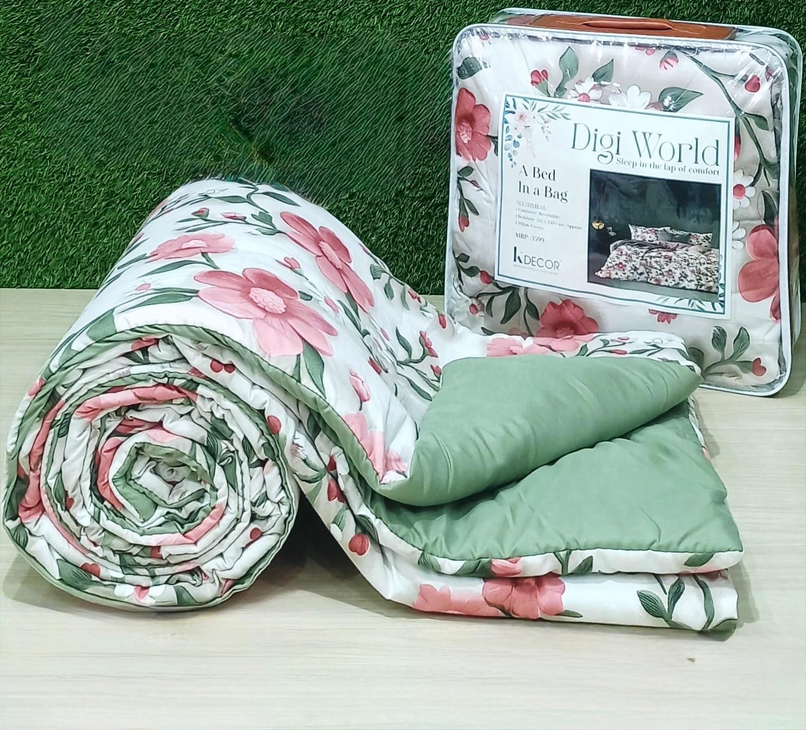 Digi World 7D Premium Floral Comforter Set (4 Pcs)